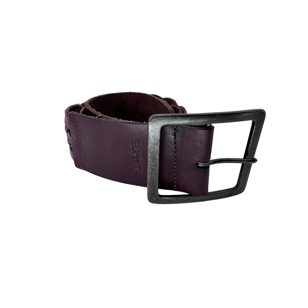Esprit Women's Braided Leather Belt‎ Dark Burgundy Square Buckle